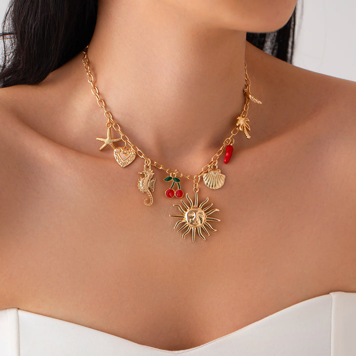Boho Mixed Charm Pendant Necklace