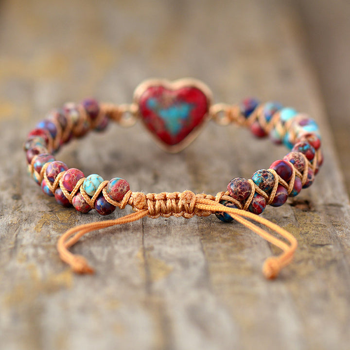 Heart Imperial Stone Woven Bracelet
