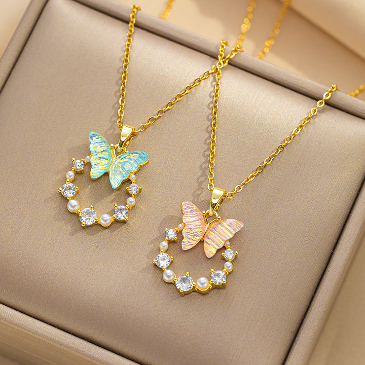 Dreamy Butterfly Zircon Necklace