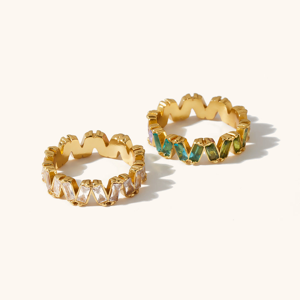 Multicolor Baguette CZ Ring