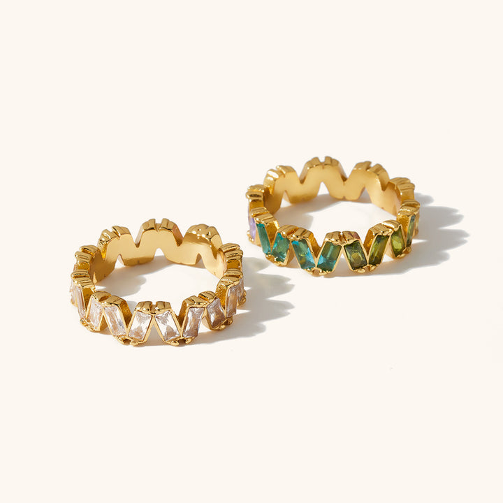 Multicolor Baguette CZ Ring