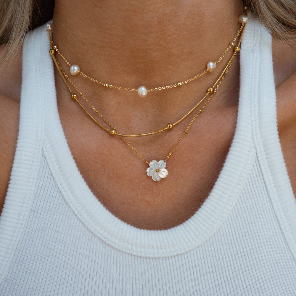 Vintage Pearl Heart Layered Necklace