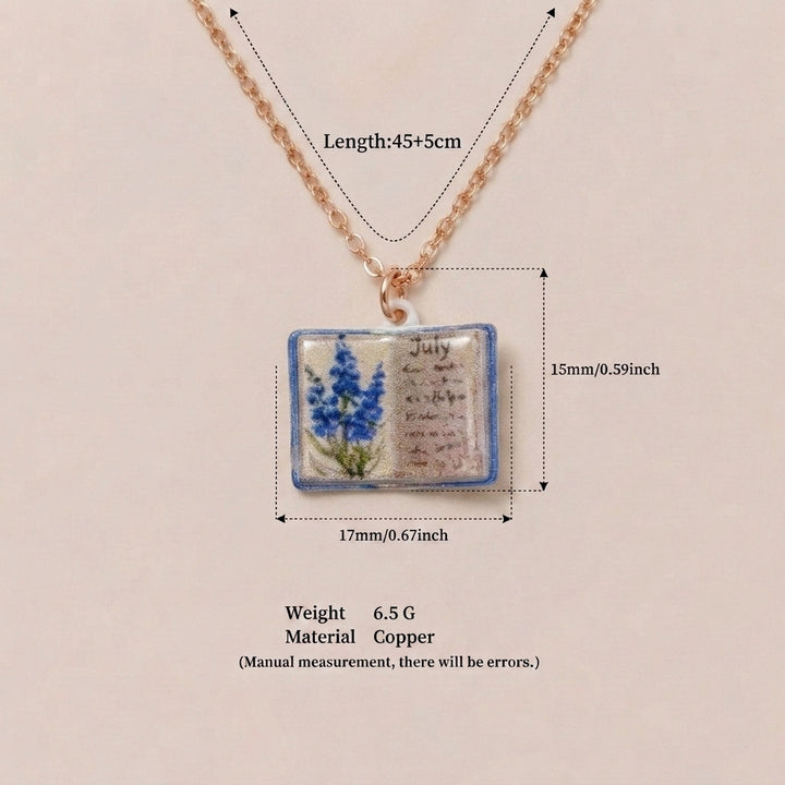 Birth Month Flower Book Necklace