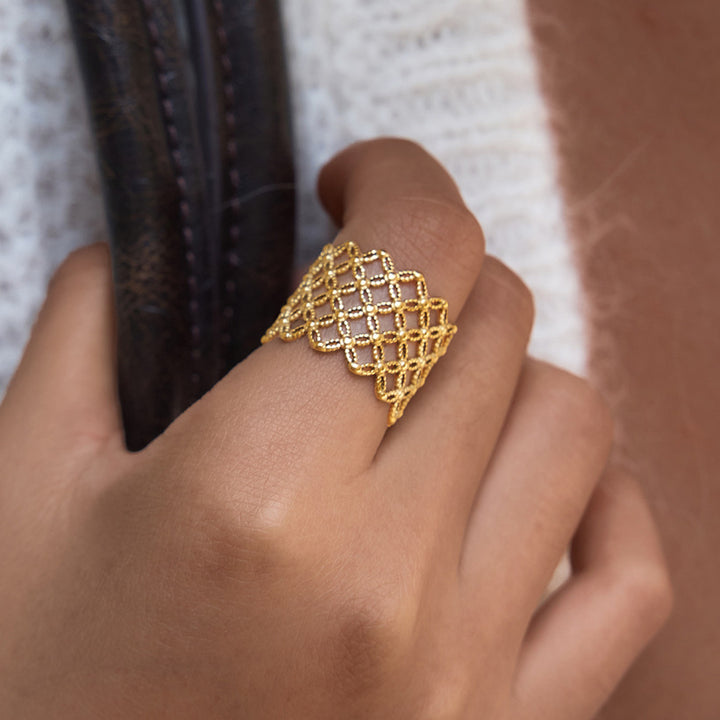 Openwork Woven Wide Ring