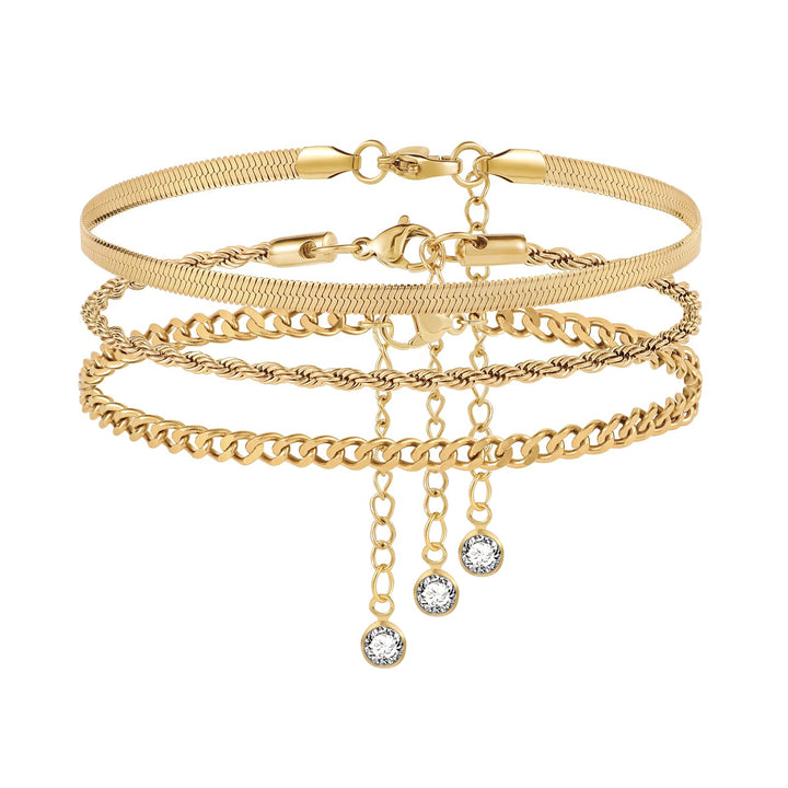 Golden Wave Anklet Set