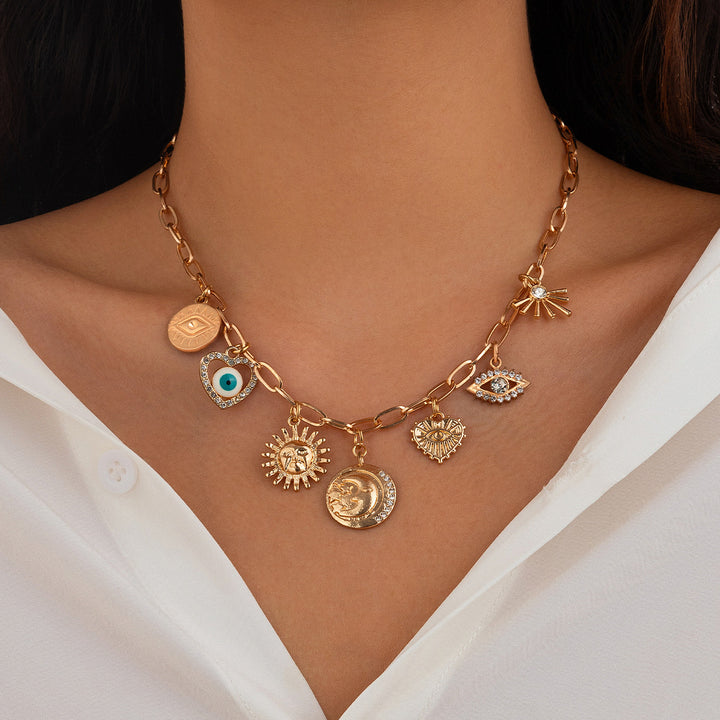 Boho Mixed Charm Pendant Necklace