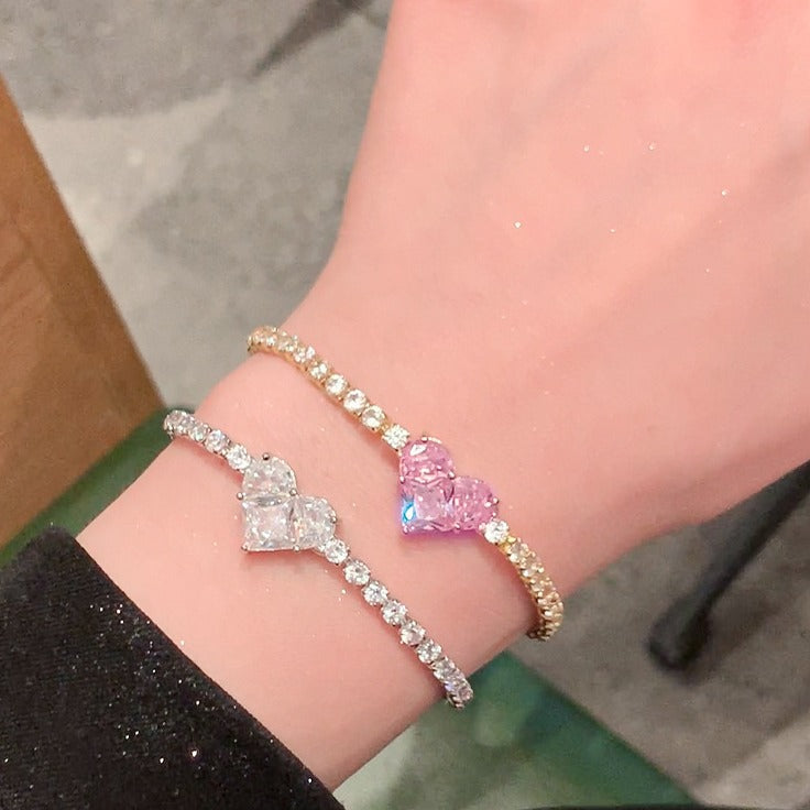 Dual Color Heart Zircon Bracelet