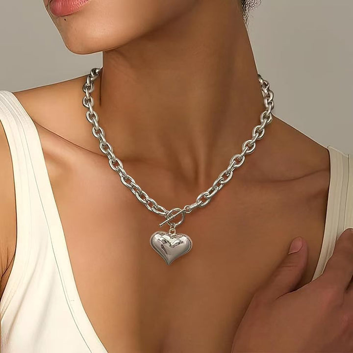 Gold Heart Pendant Chain Necklace