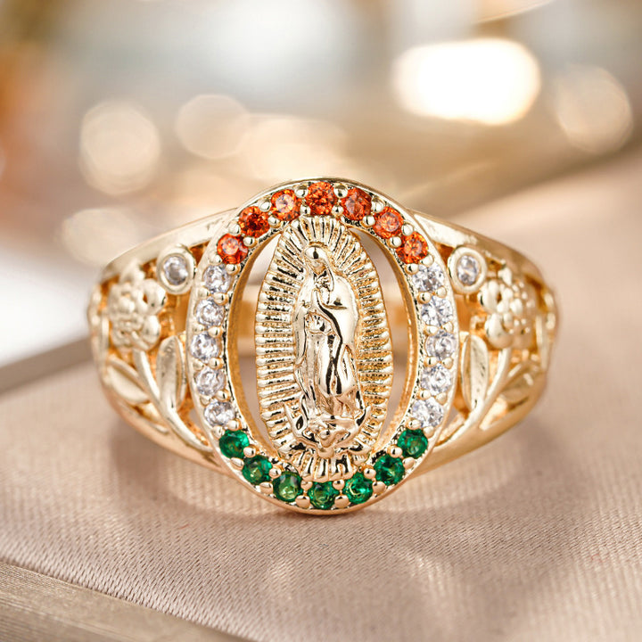 Vintage Virgin Mary Zircon Ring