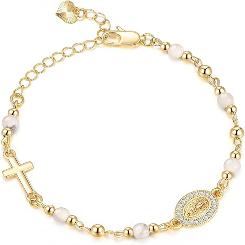 Cross Charm Beaded Bracelet