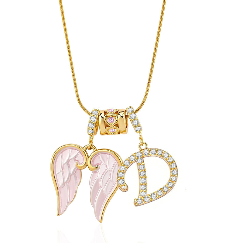 Angel Wings Initial Necklace