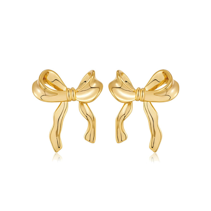 Gold Ribbon Bow Earrings