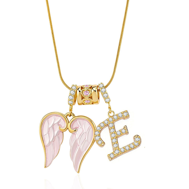 Angel Wings Initial Necklace