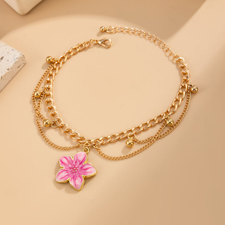 Blossom Charm Layered Anklet