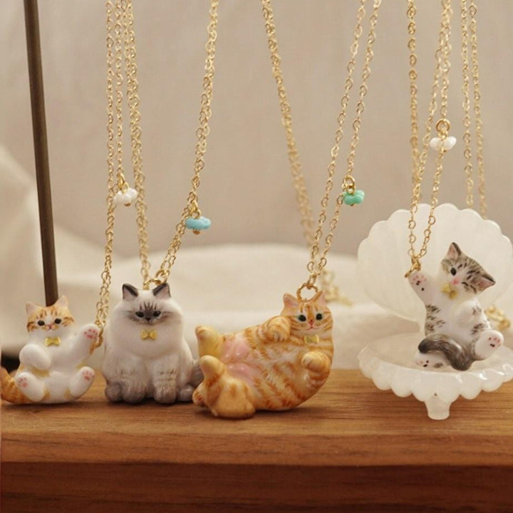 Cute Cat Flower Pendant Necklace