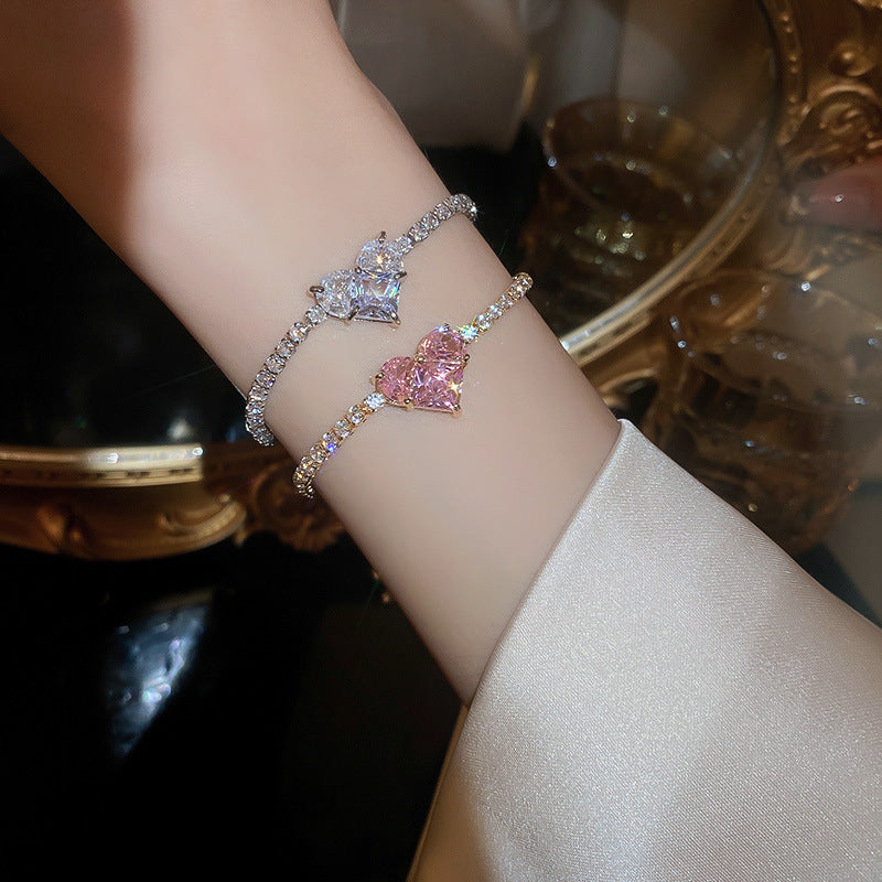 Dual Color Heart Zircon Bracelet