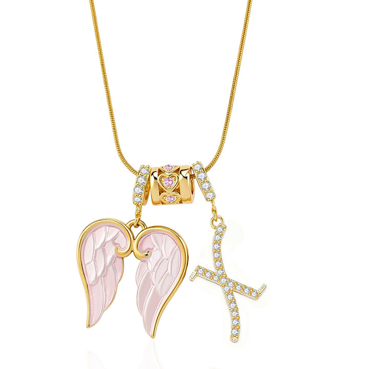 Angel Wings Initial Necklace