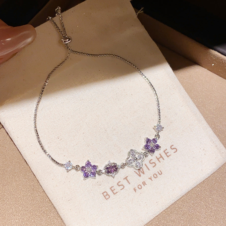 Purple Floral Zircon Bracelet