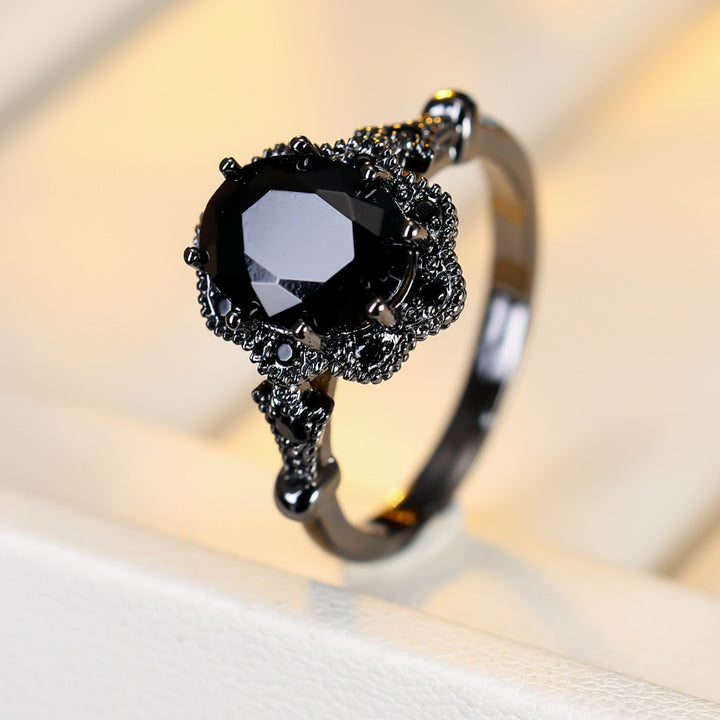 Vintage Obsidian Halo Ring