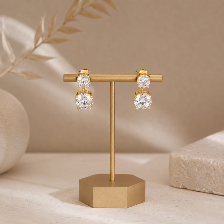 Double Zircon Drop Earrings