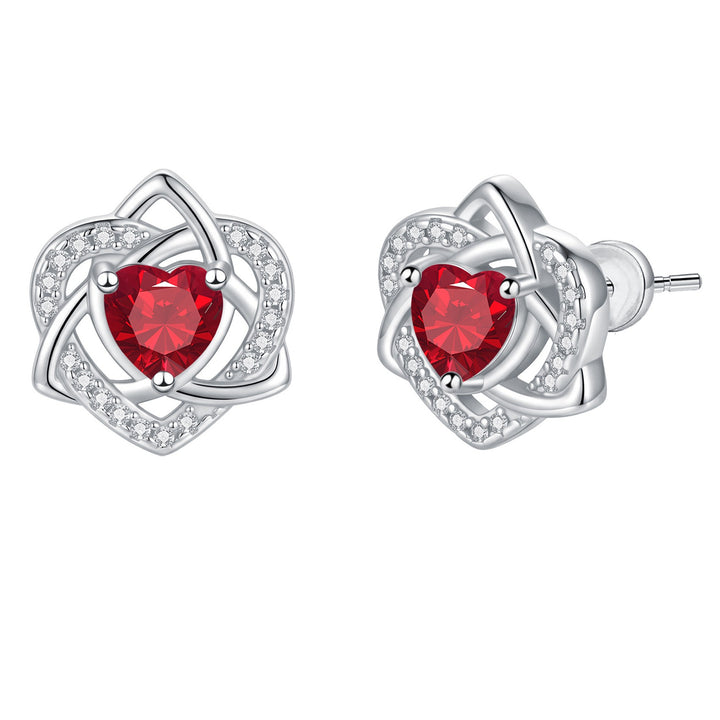 Heart Celtic Knot Birthstone Stud Earrings
