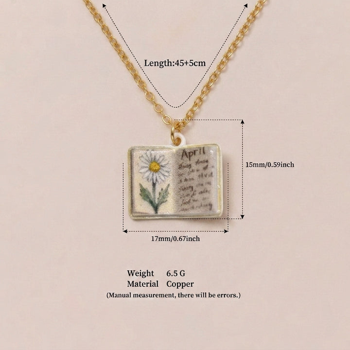 Birth Month Flower Book Necklace
