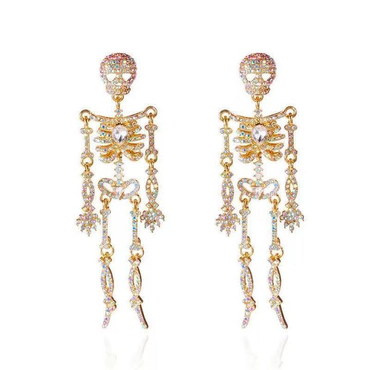 Cubic Zirconia Skeleton Drop Earrings
