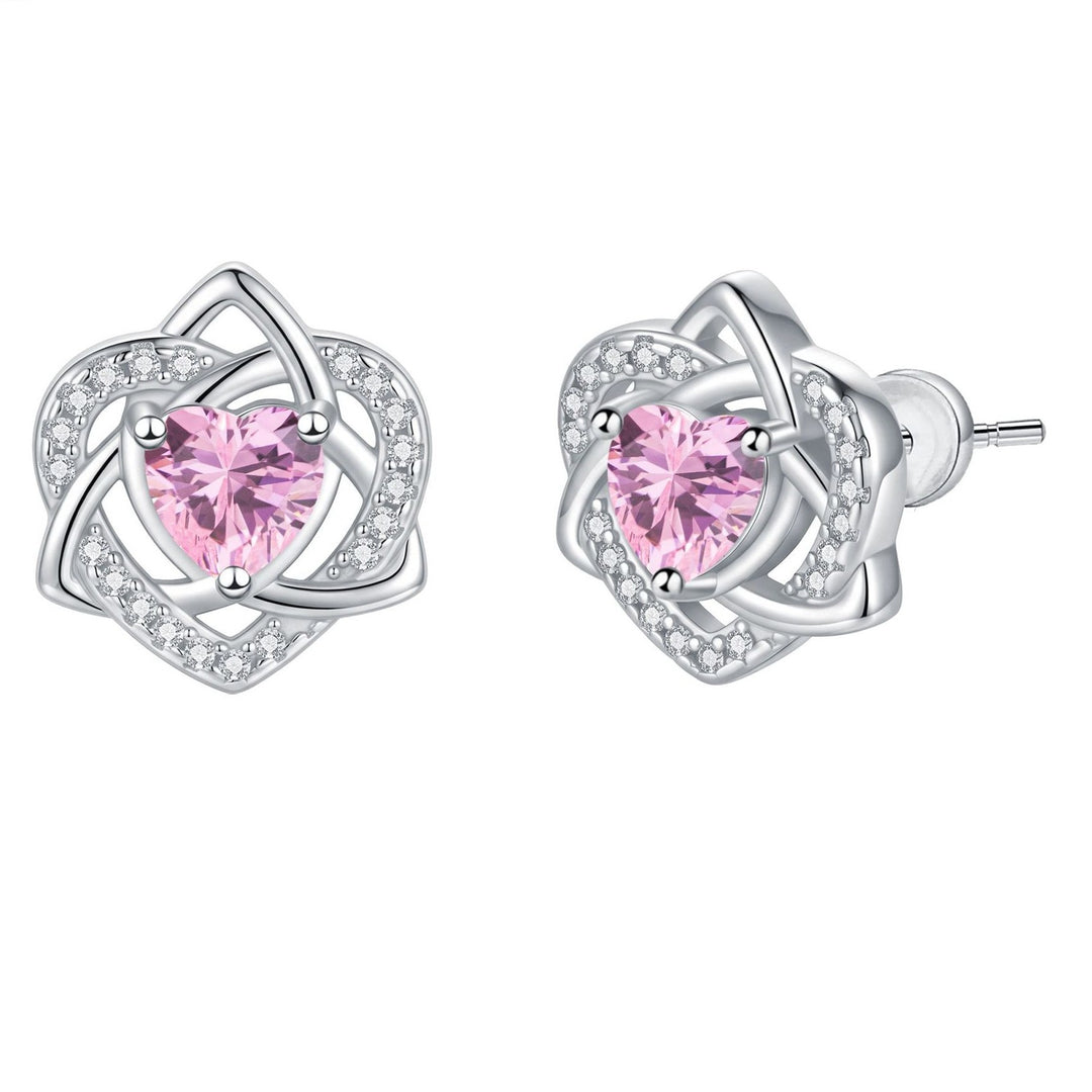 Heart Celtic Knot Birthstone Stud Earrings