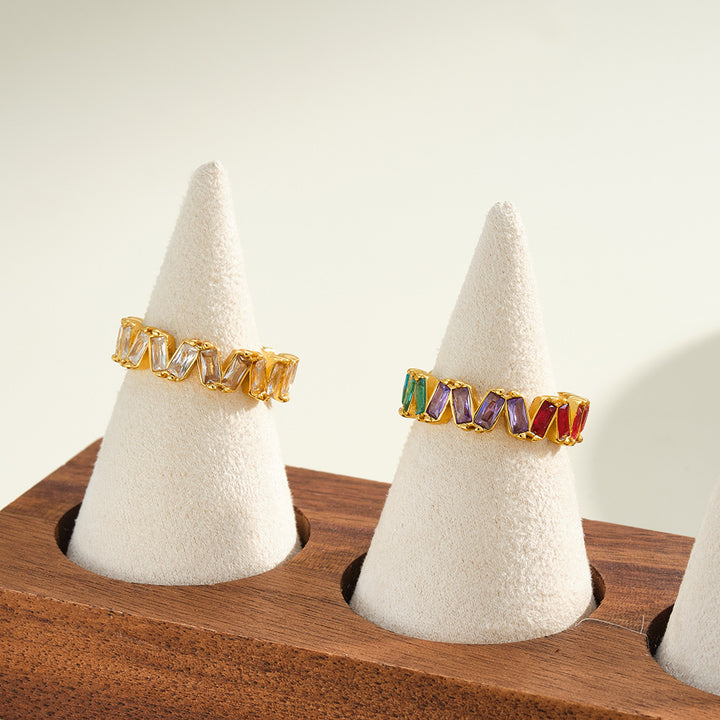 Multicolor Baguette CZ Ring