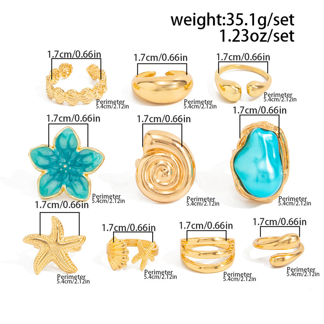 Colorful Ocean-Inspired Ring Set