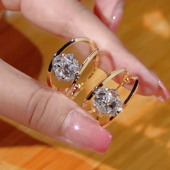 Geometric Zircon Drop Hoop Earrings