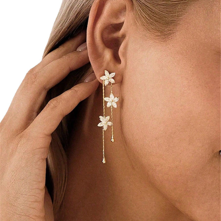 Floral Tassel Drop Earrings