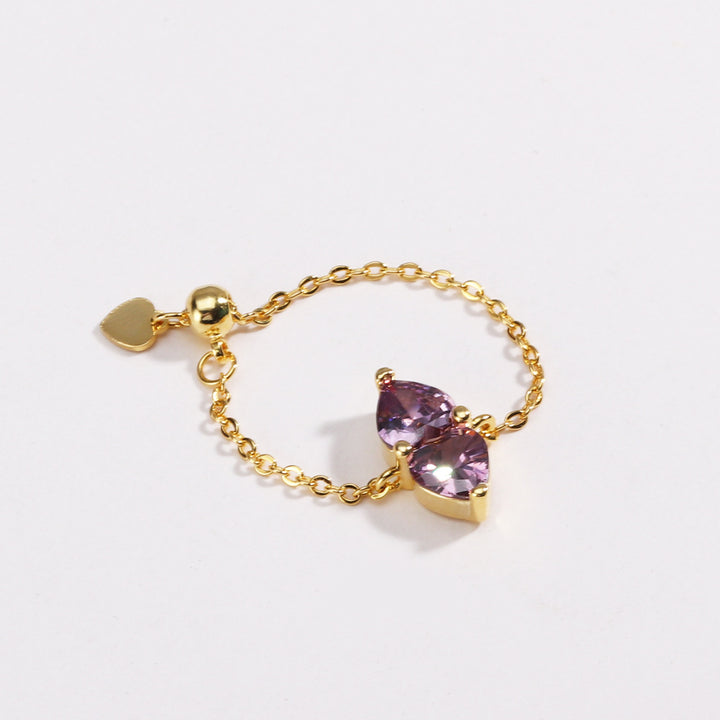Adjustable Crystal Pull-Chain Ring