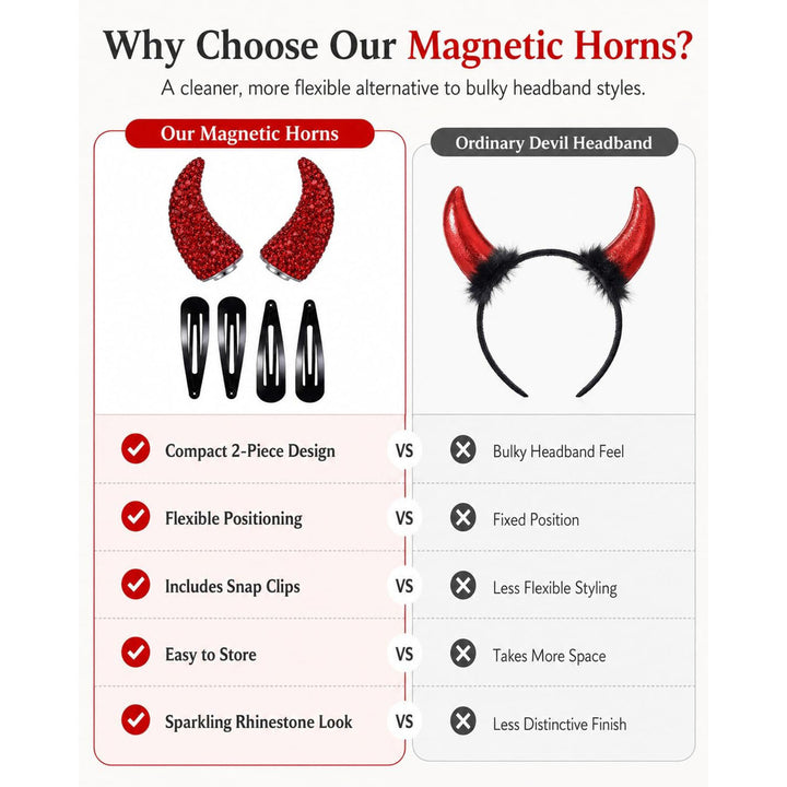 Rhinestone Devil Horn Hair Clips