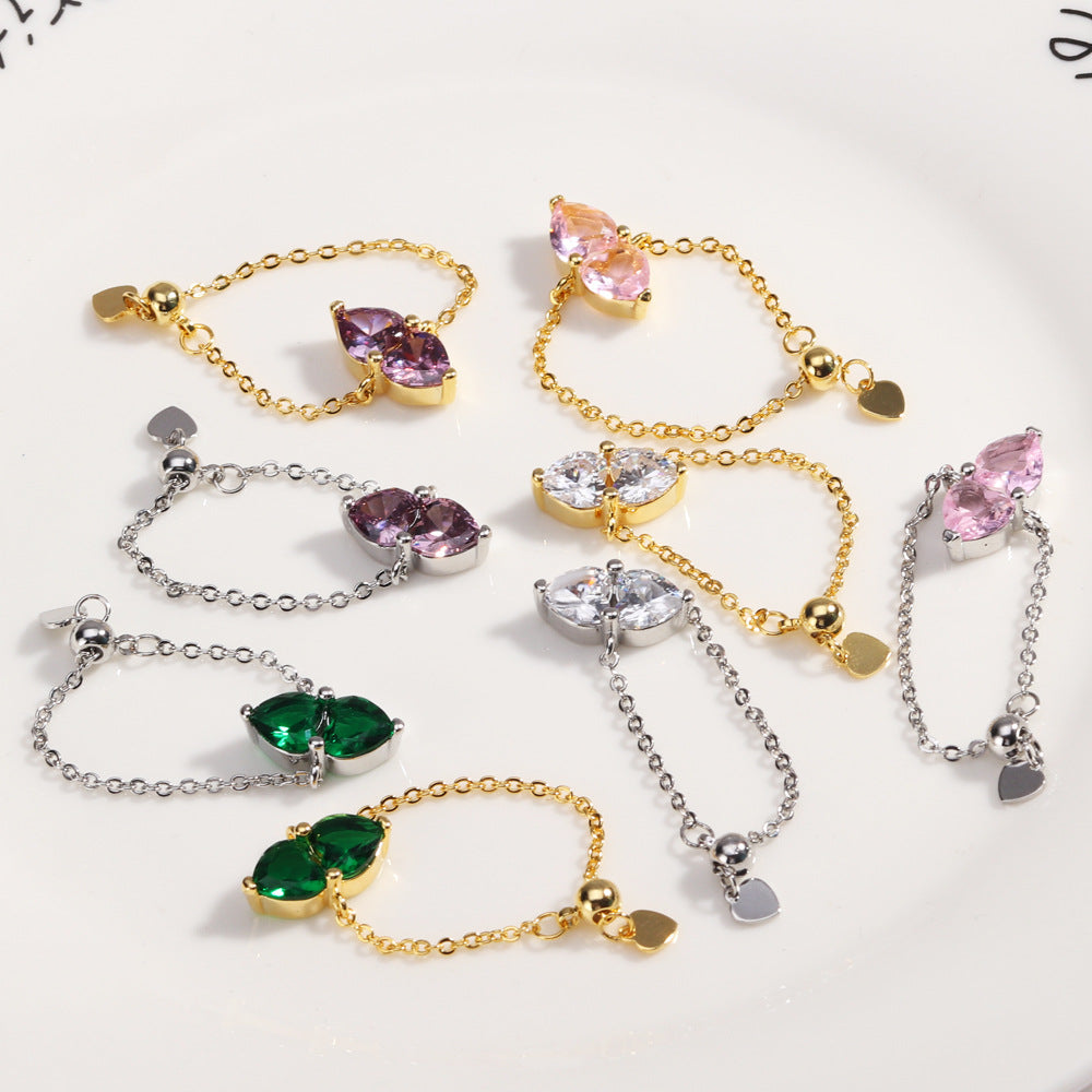 Adjustable Crystal Pull-Chain Ring
