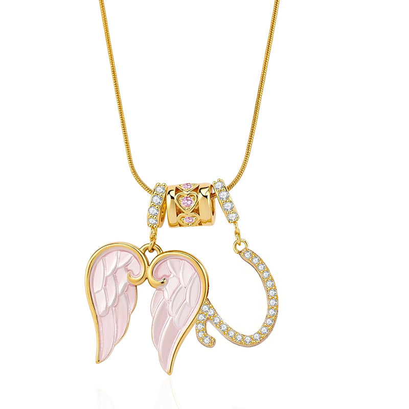 Angel Wings Initial Necklace