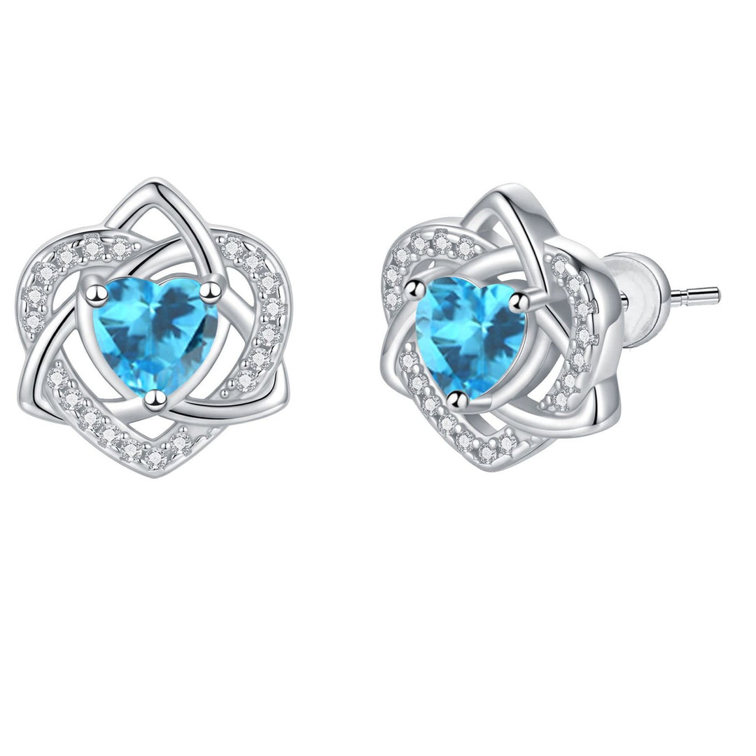 Heart Celtic Knot Birthstone Stud Earrings