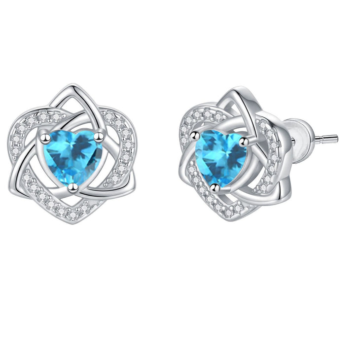 Heart Celtic Knot Birthstone Stud Earrings