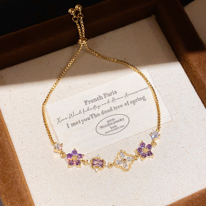 Purple Floral Zircon Bracelet