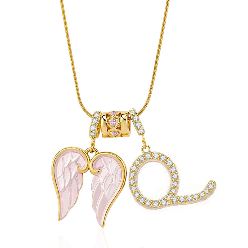 Angel Wings Initial Necklace