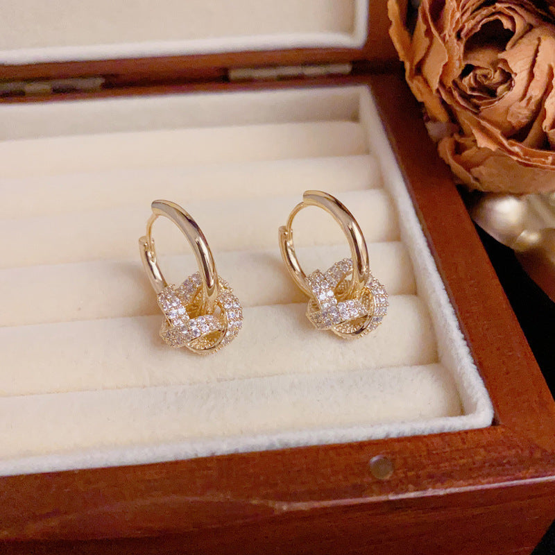 Crystal Knot Hoop Earrings