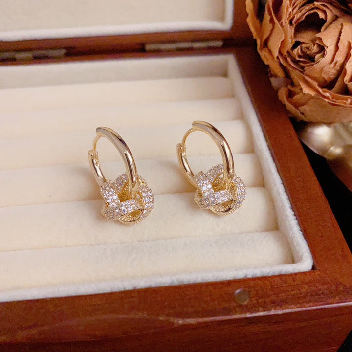 Crystal Knot Hoop Earrings