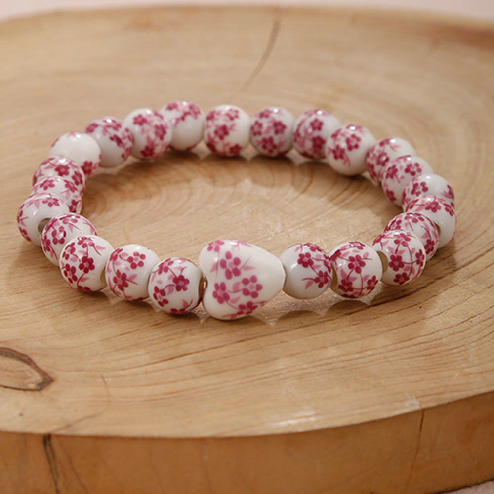 Blue &amp; White Porcelain Cross Bracelet