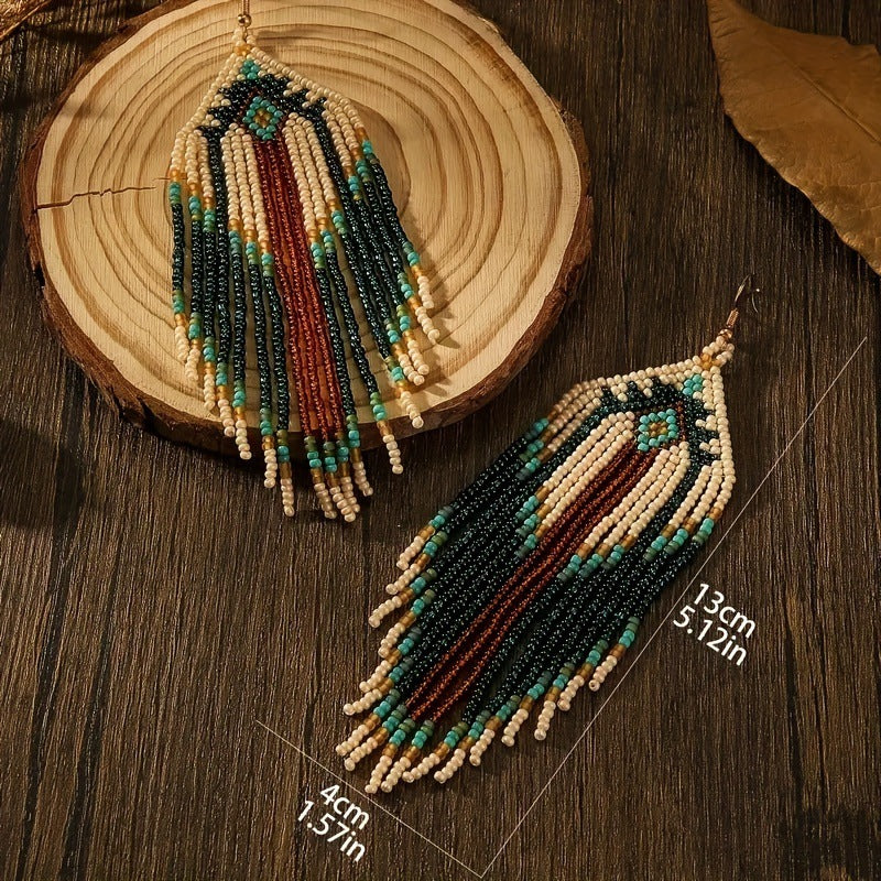 Boho Beaded Tassel Earrings