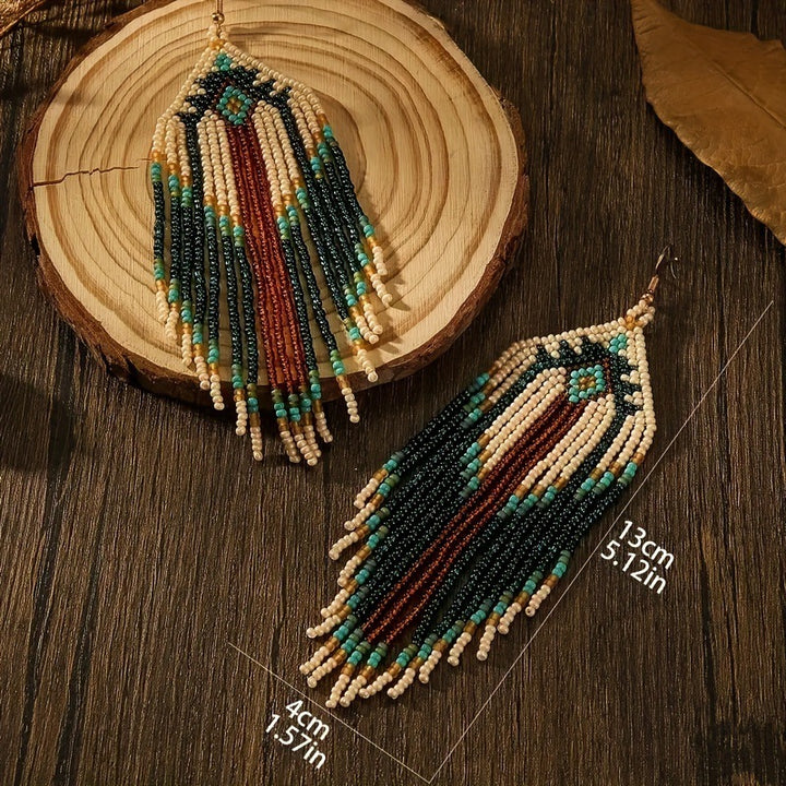 Boho Beaded Tassel Earrings