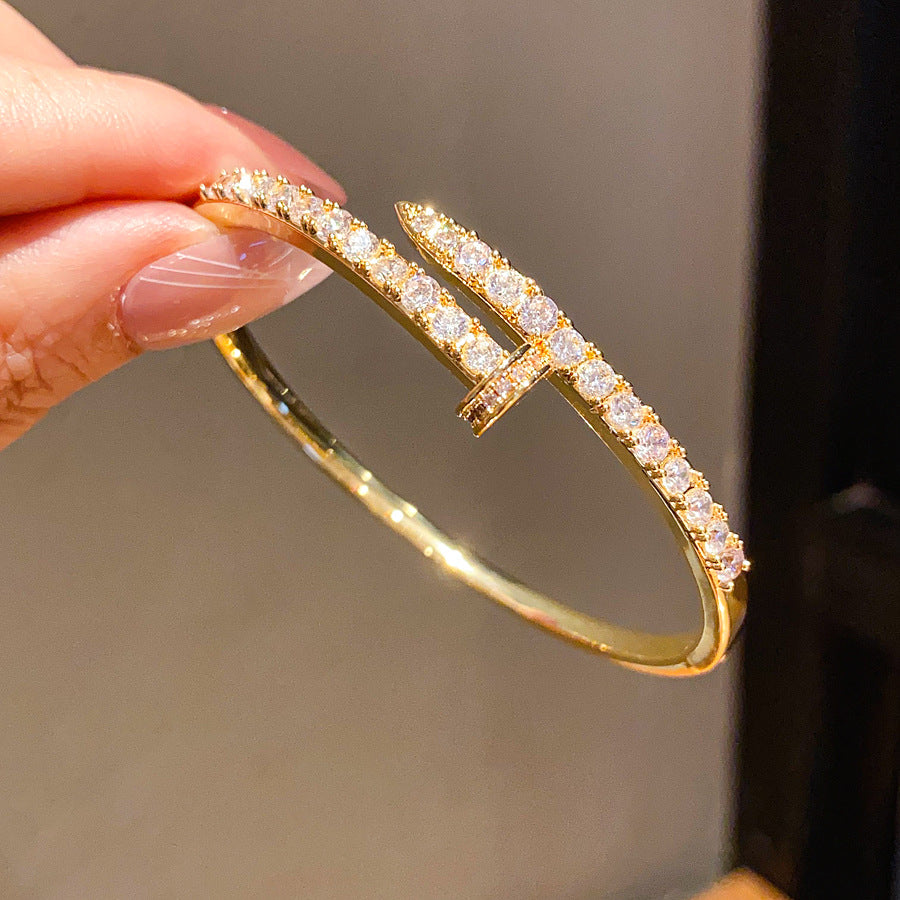 Zircon Nail Cuff Bracelet