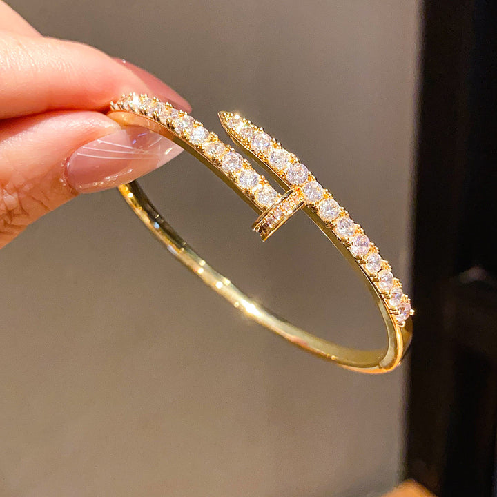 Zircon Nail Cuff Bracelet