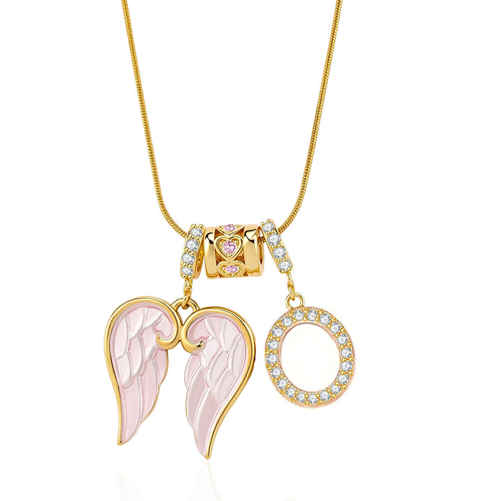 Angel Wings Initial Necklace