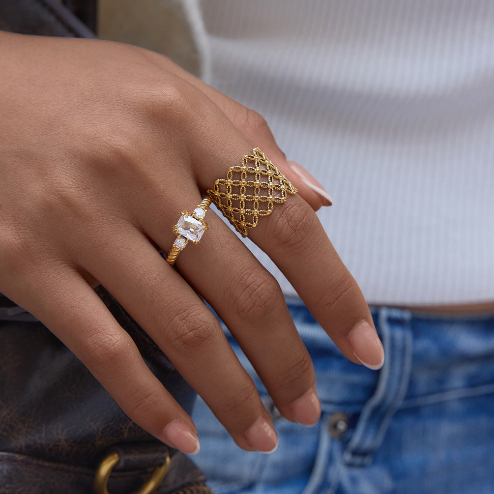 Openwork Woven Wide Ring
