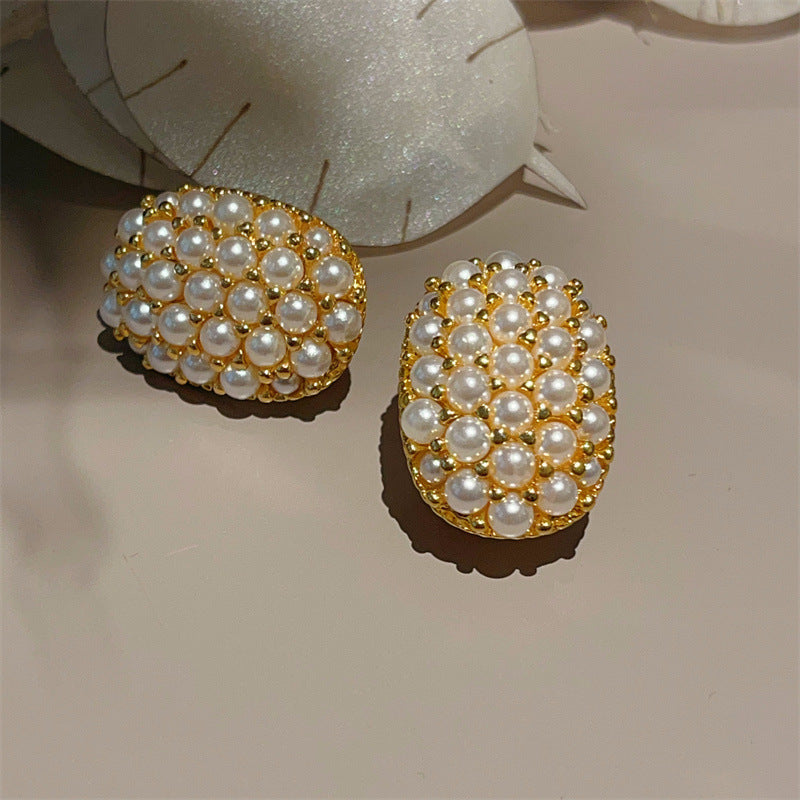 Pearl Crescent Hoop Earrings